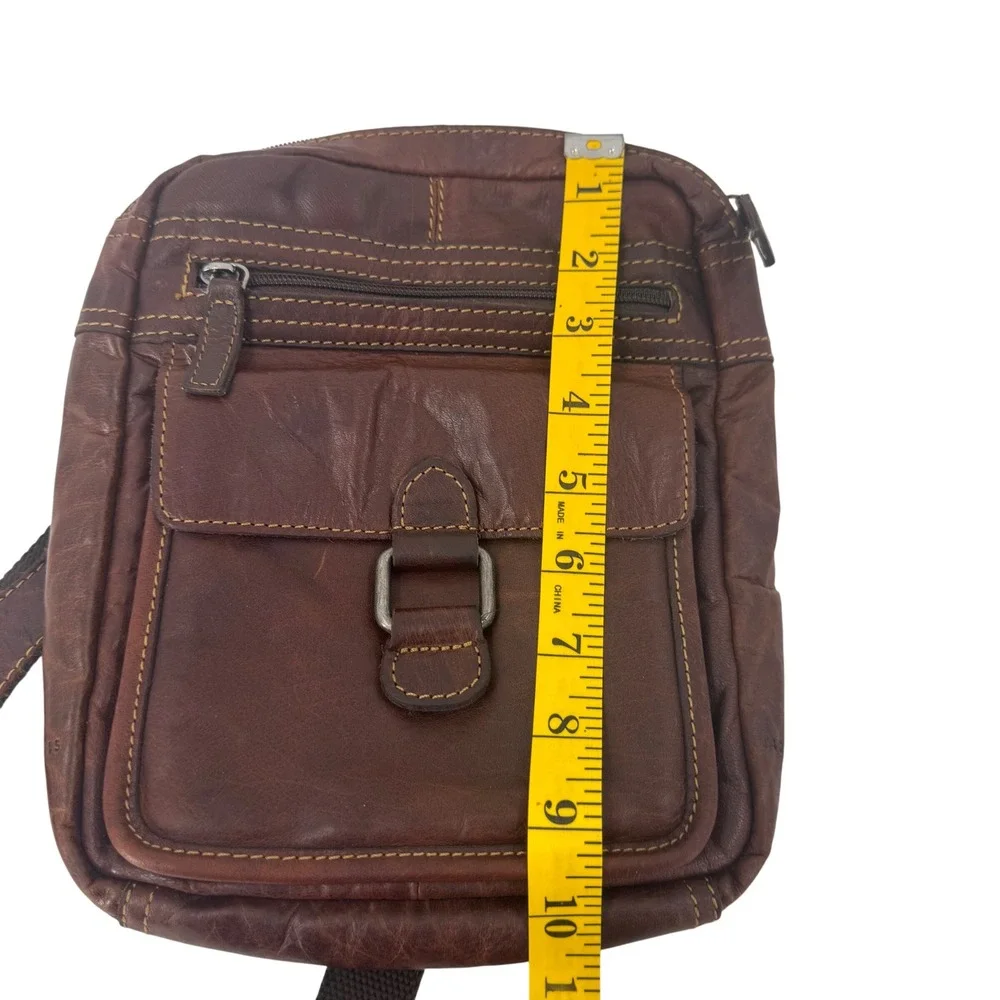 Jack Georges Brown Leather Crossbody Messenger Bag Small Vertical Tablet Bag